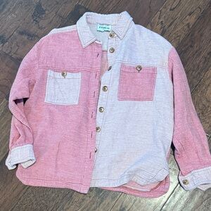 FRNCH Pink and White Button Down Shirt